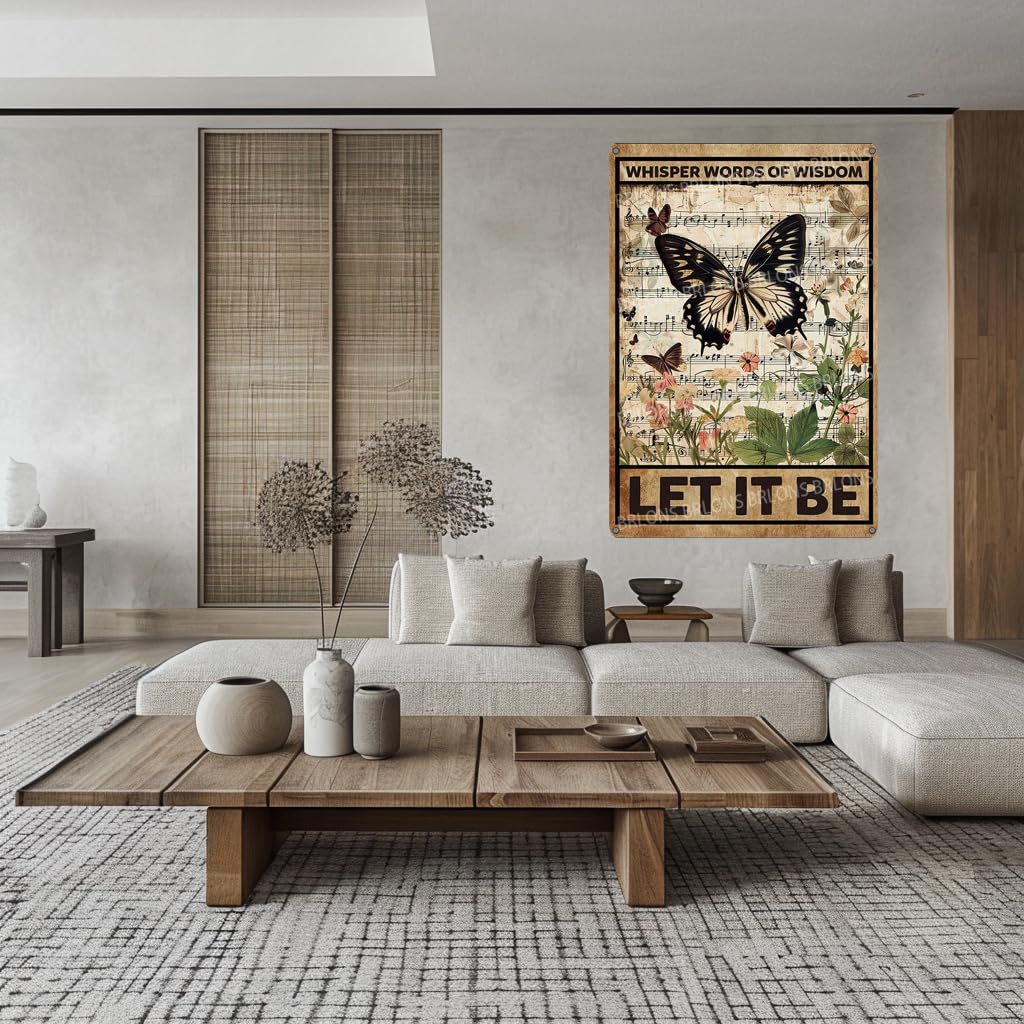 Targa in metallo retrò con scritta Whisper Words Of Wisdom Let It Be