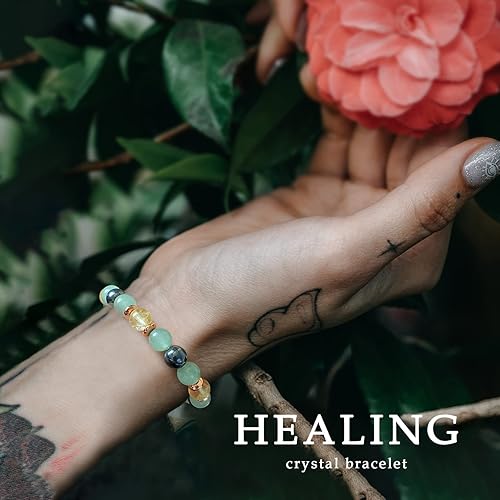 Miniatura 3 de GolbalJew Pulsera curativa para mujer, pulseras de cuentas de ansiedad, joyería de piedra curativa, pulsera de cristal para aliviar el estrés,