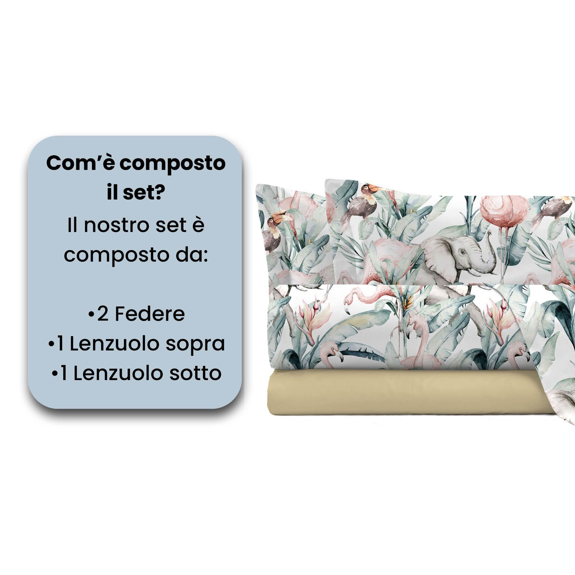 Set Lenzuola Letto Fashion, Made in Italy- Completo Letto in Morbida Microfibra, Lenzuolo Sotto con Angoli, Telo Sopra 240x270 e Federa con Patella Interna, Matrimoniale, Denny
