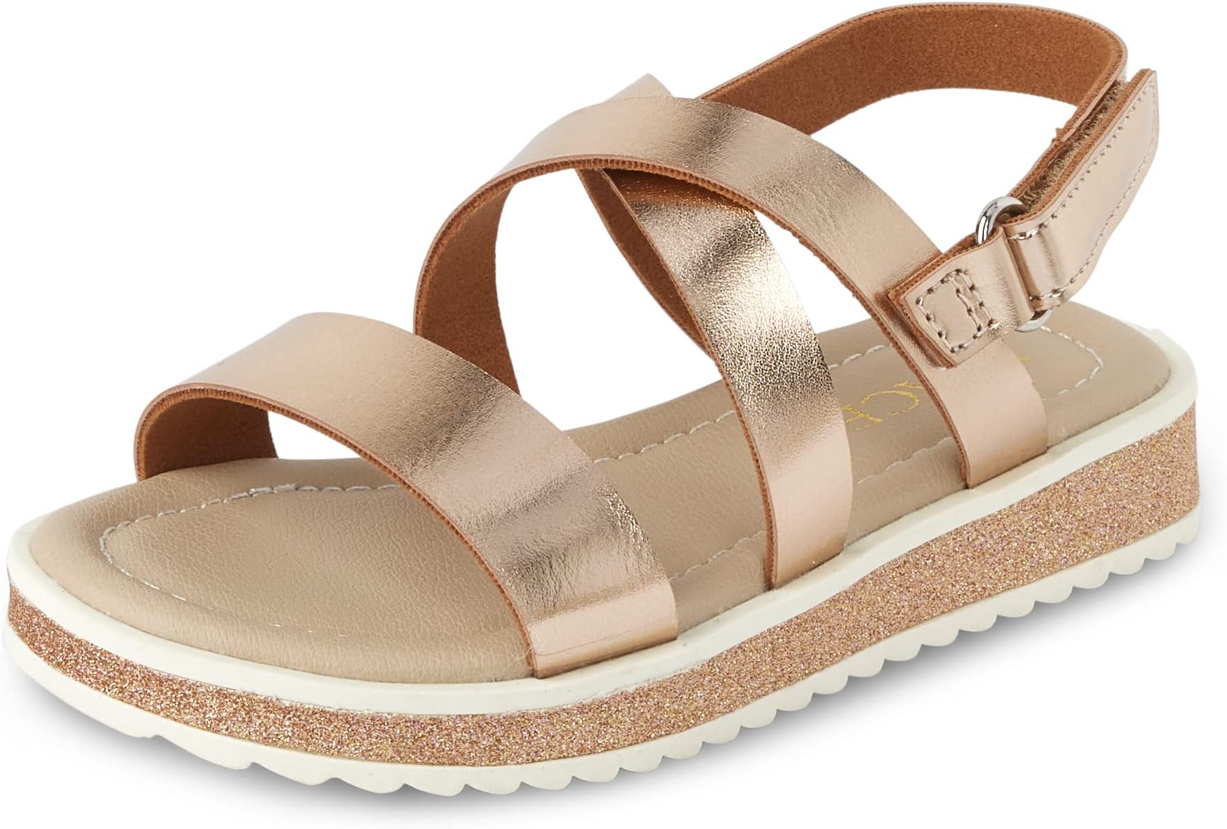 Baby Girls' Baby Girls and Toddler Platform Sandals With Adjustable Ankle Strap