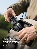 Vista 8 de Trípode selfie stick con control remoto, extensible giratorio de 360°, soporte de trípode de teléfono de 41.7 pulgadas para filmación de teléfono