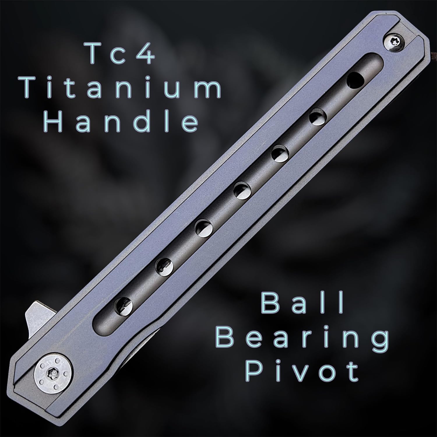 TACTICAL GEARZ Titanium Pocket Folding Knife for EDC, Solid Tc4 Titanium Handle, D2 Steel Tanto Blade (Onyx Midnight)