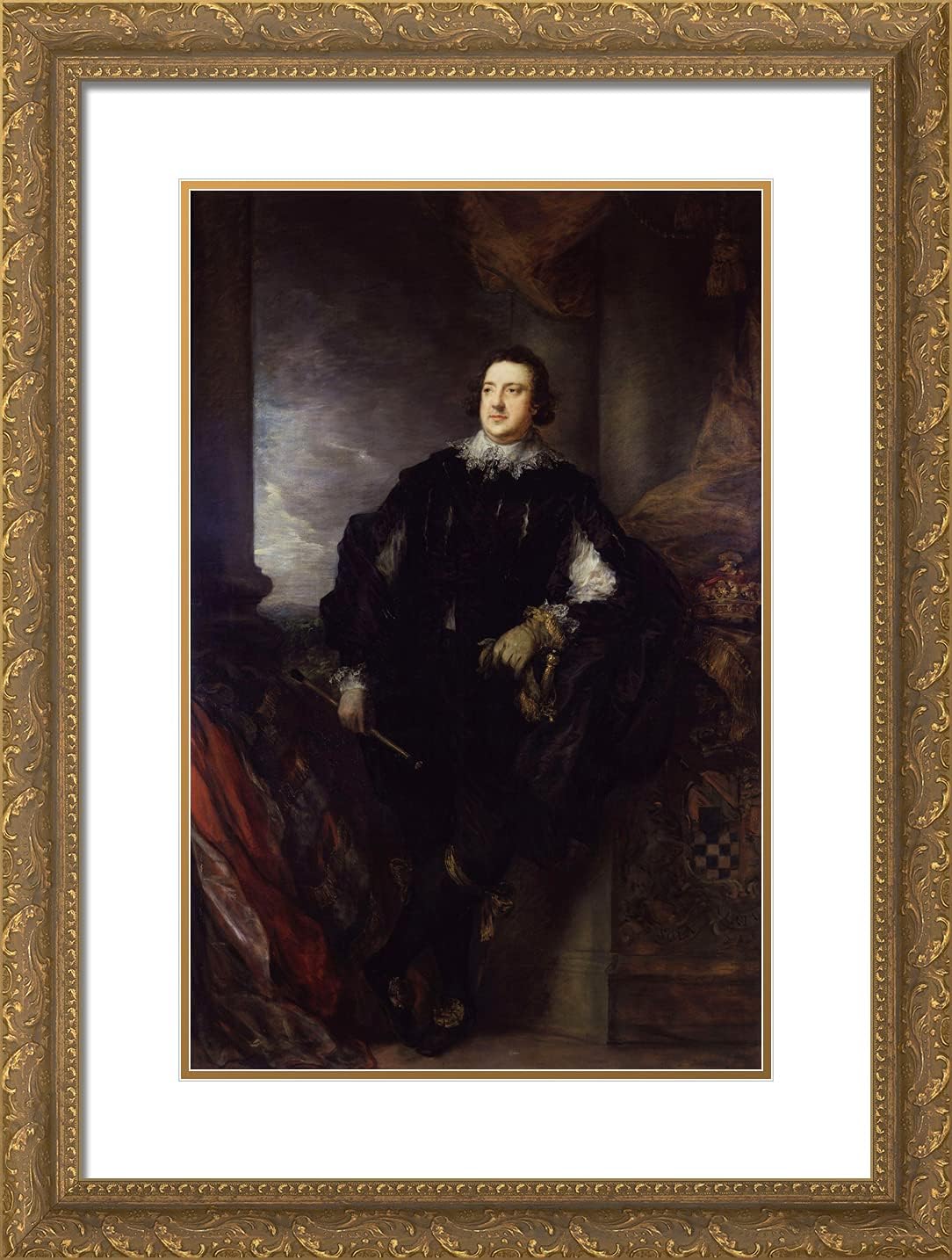 ArtDirect Gainsborough, Thomas 19x24 Gold Ornate Framed Art Print with Double Matting Titled: Charles Howard 11th Duke of Norfolk
