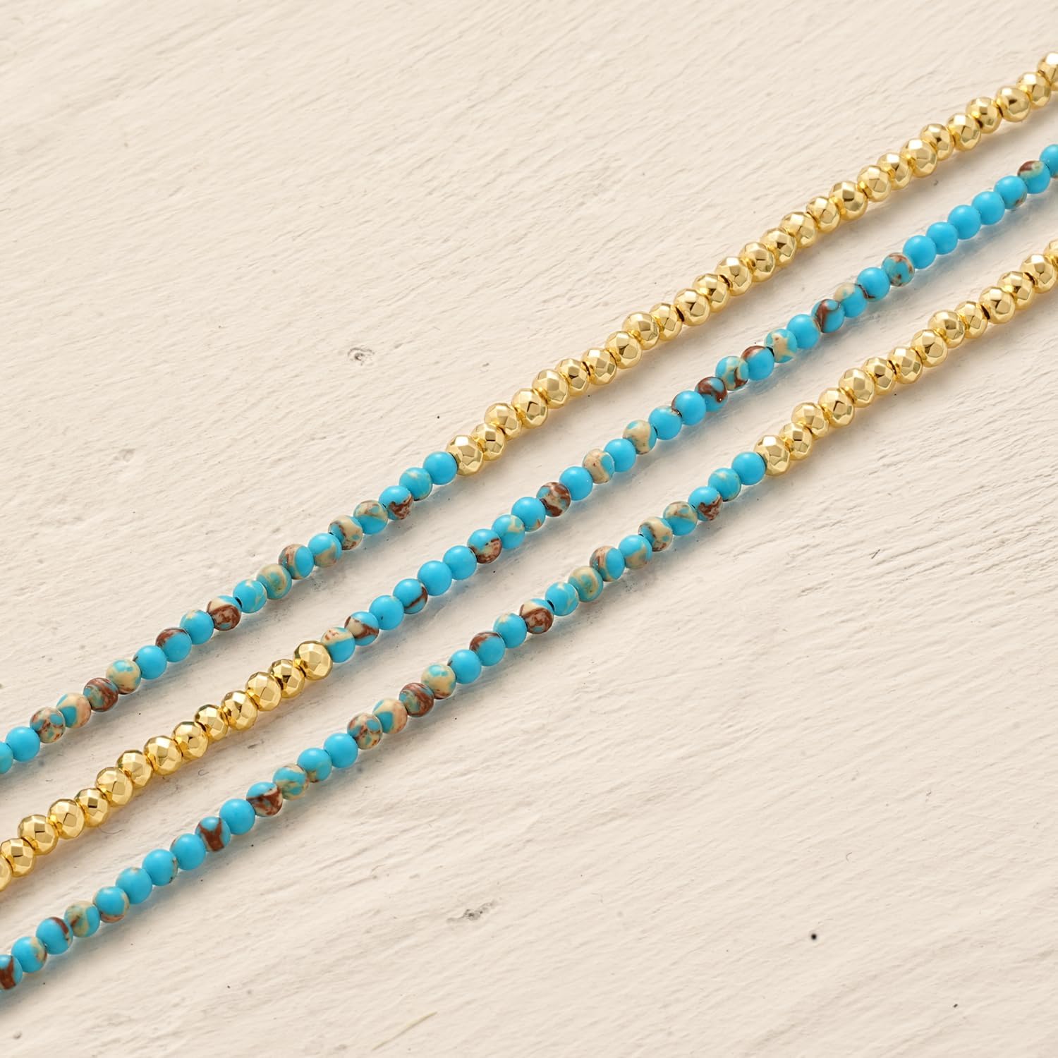 MYEARS Women Beaded Bracelet Gold Double Layer Gemstone 14K Simple Dainty Handmade Chain Everyday Boho Beach Jewelry - Image 5