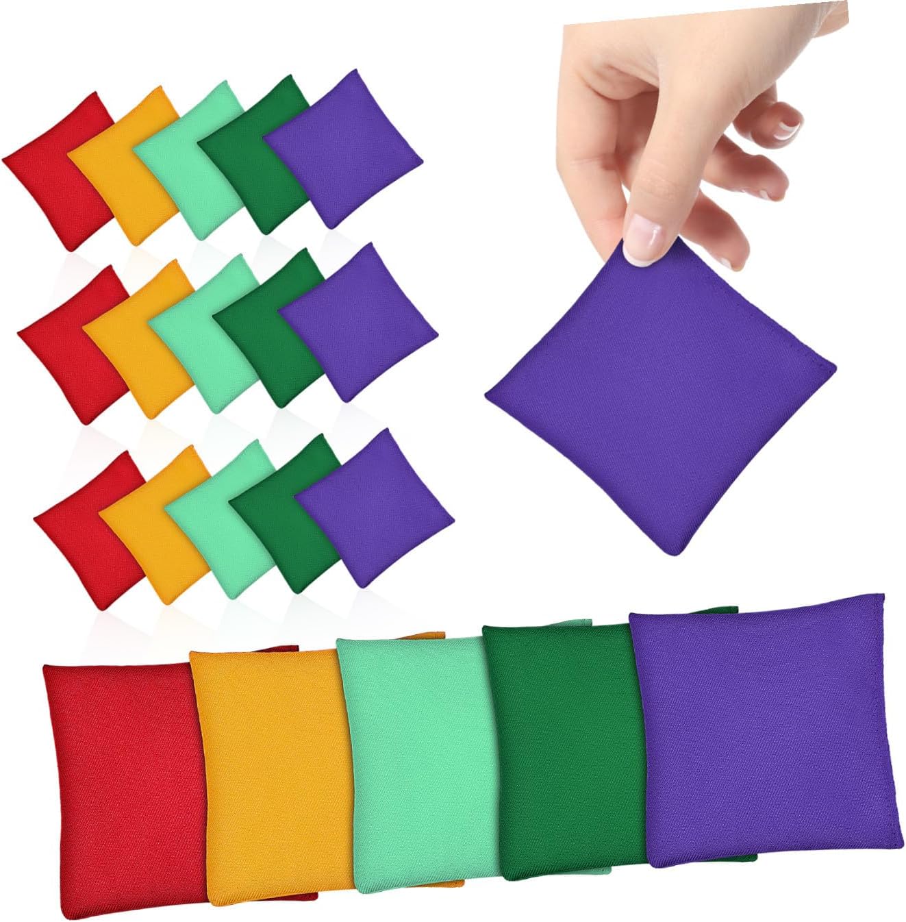 VALICLUD 20Pcs Bean Bags Toss Game Beanbags for Durable Outdoor Fun Lightweight Compact for Parties Picnics and Classroom Activities