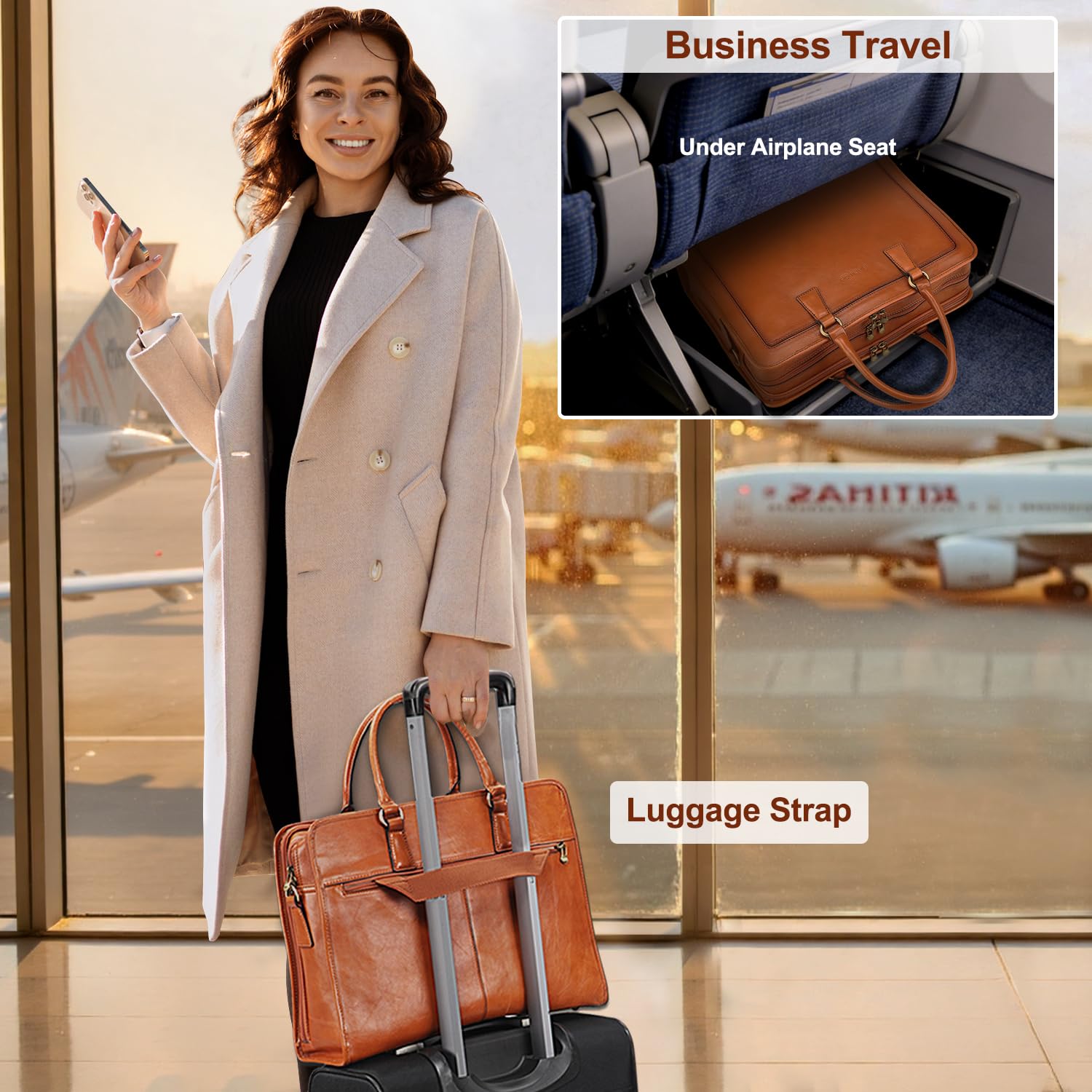 Banuce Vintage and Stylish Genuine Full Grains Italian Leather Briefcase for Women Laptop Bag Business Work Bag