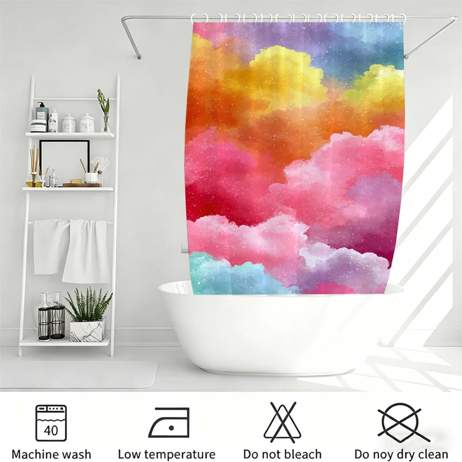Duschvorhang 160x200cm, Duschvorhang Badewanne Rosa, Shower Curtain mit Ösen und 12 Duschringen, Beschwerter Saum, Maschinenwaschbar, Schnell Trocknend, Wasserdicht Polyester, Einfach J-770