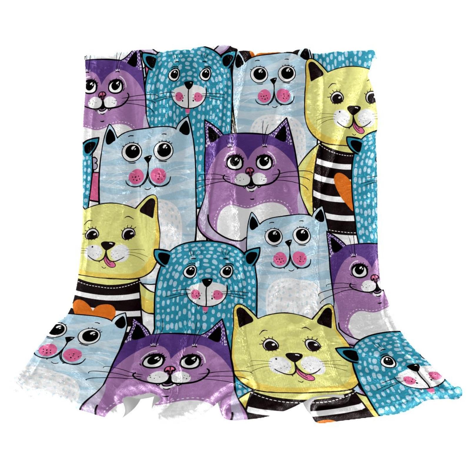 Jeté de canapé couverture chats mignons plaid microfibre 150x130
