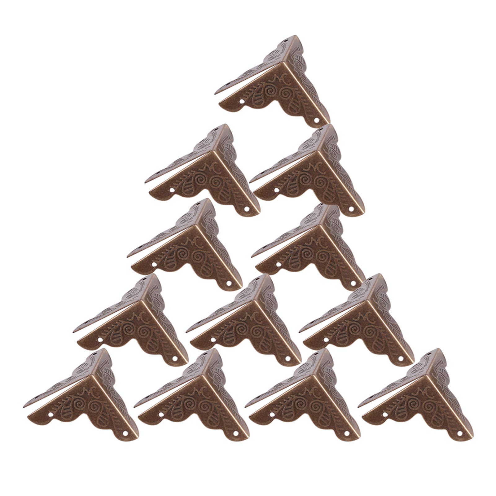 Angolari Metallo per Legno, Fydun 12 Pezzi Protezione Angolare Metallo Protezioni per Angoli in Ferro per Scatole Regalo Decorazioni Angolari per Tavolo, Casse di Legno, Scatola di Gioielli (Bronzo)