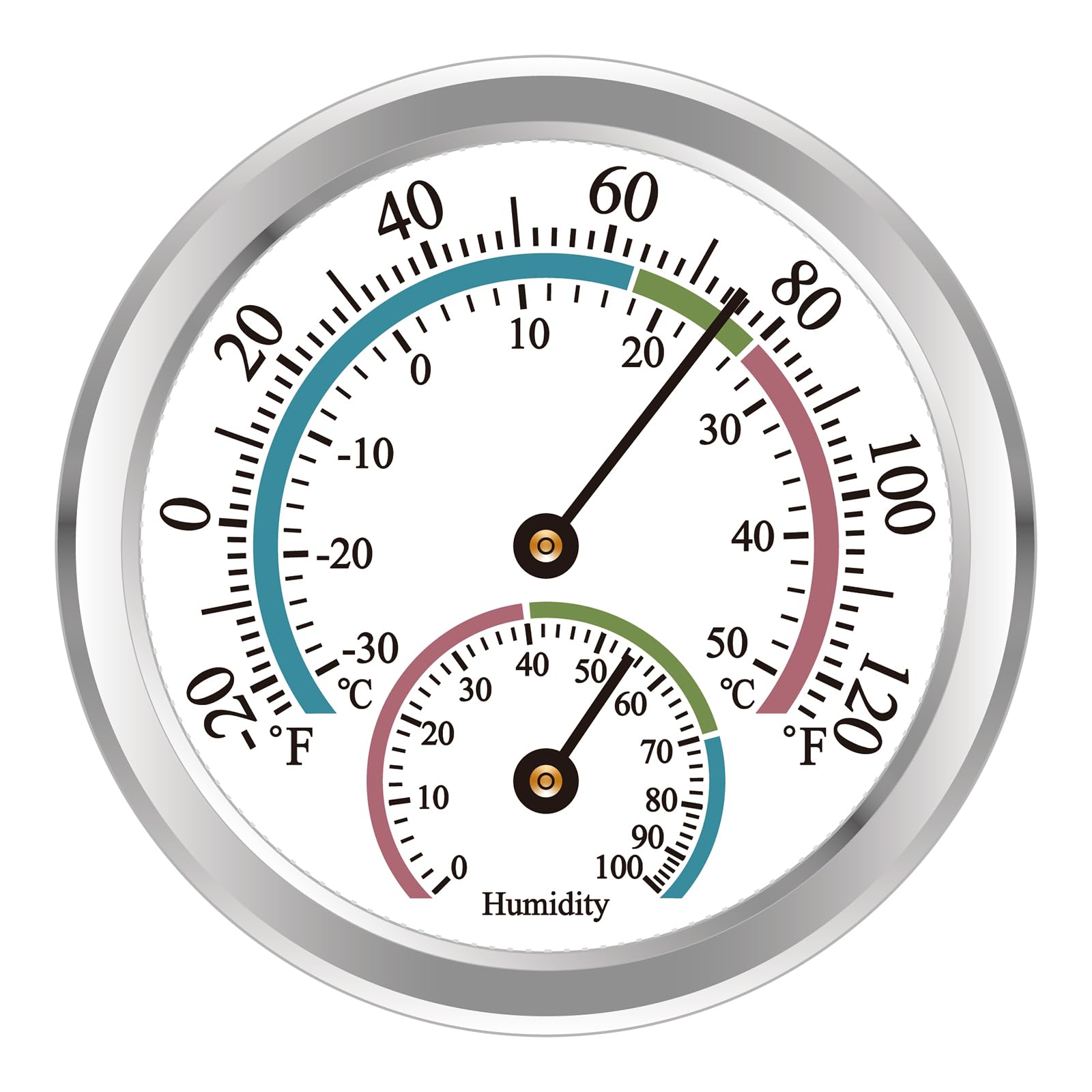 Indoor Thermometer Hygrometer Mini Analog 2 in 1 Temperature Humidity Outdoor Monitor Gauge for Home, Offices, Wall, Display Mechanical (1 Pack)