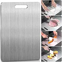 Tábua de Corte em Titânio 46x30cm – Para Carne, Cozinha e Alimentos, Inox Resistente, Ideal para Cortes de Carne e Preparos Gerais