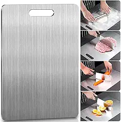 Tábua de Corte em Titânio 46x30cm – Para Carne, Cozinha e Alimentos, Inox Resistente, Ideal para Cortes de Carne e Preparos Gerais