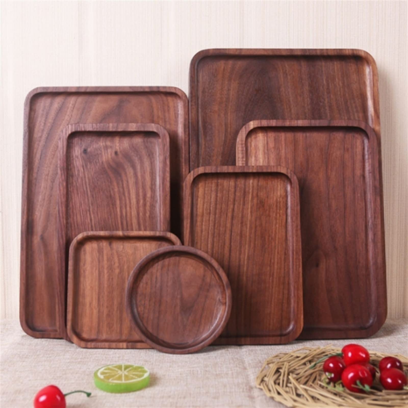 Élégant plateau à soucoupe en bambou - Plateau de service élégant en bois pour la maison, les balcons, les fruits, le rangement et la décoration polyvalente pour toutes les occasions - Design