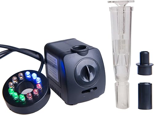 Miniatura 7 de Lewisia Bomba de agua sumergible con cabezal rociador de hongos de cristal, anillo de fuente de 12 LED, cable de 6 pies con certificación UL, ideal