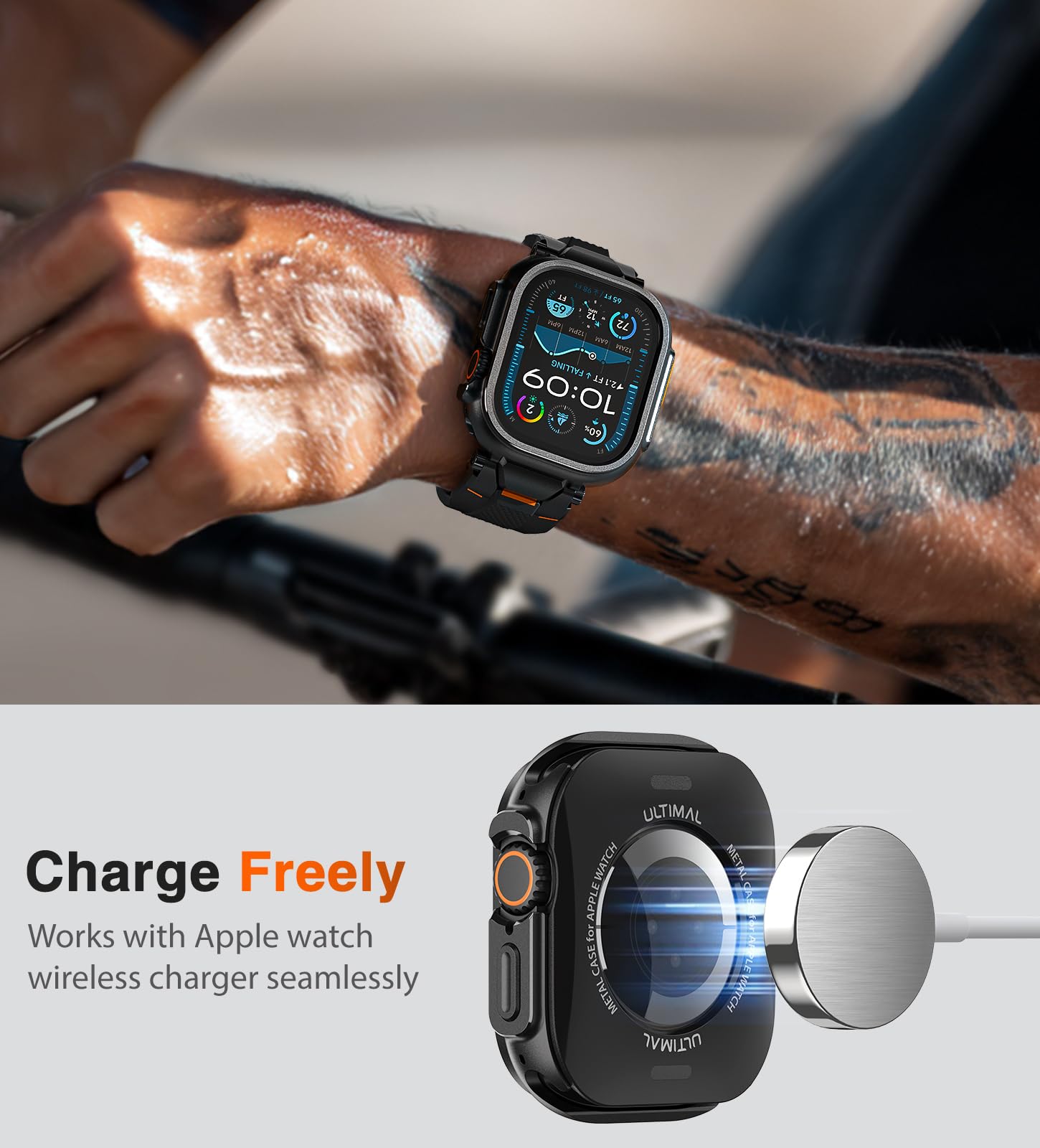 ULTIMAL Coque de montre compatible avec Apple Watch Ultra 3/Ultra 2/Ultra, coque de protection antichoc de qualité militaire améliorée, compatible avec iWatch 49 mm (noir, 49 mm)