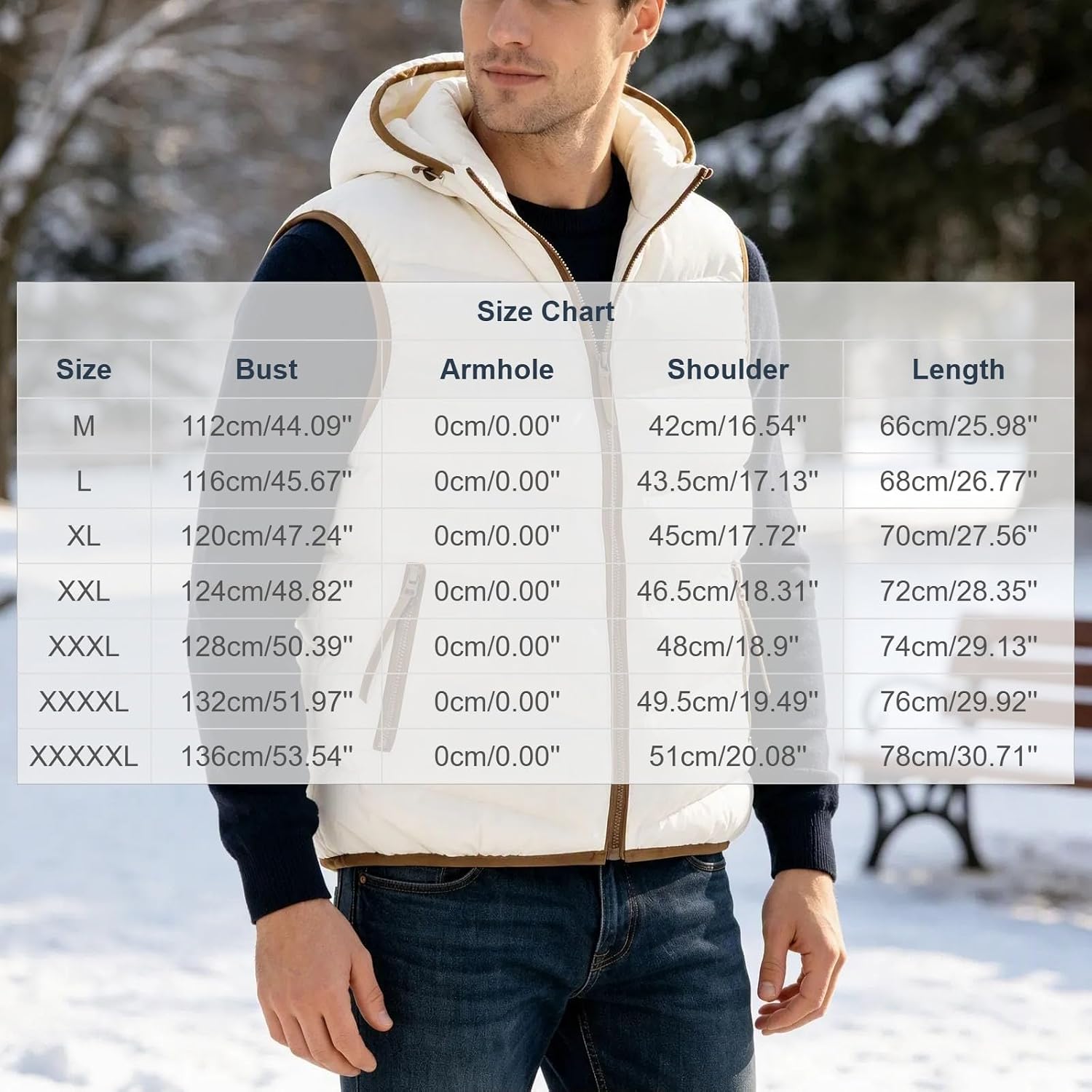 Men's Hooded Puffer Vest Full Zip Casual Quilted Padded Waistcoat