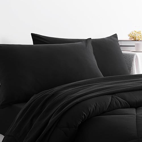 Miniatura 7 de NTBAY Juego de edredón individual con sábanas, juego de ropa de cama individual suave y transpirable de 5 piezas, cama individual en una bolsa,