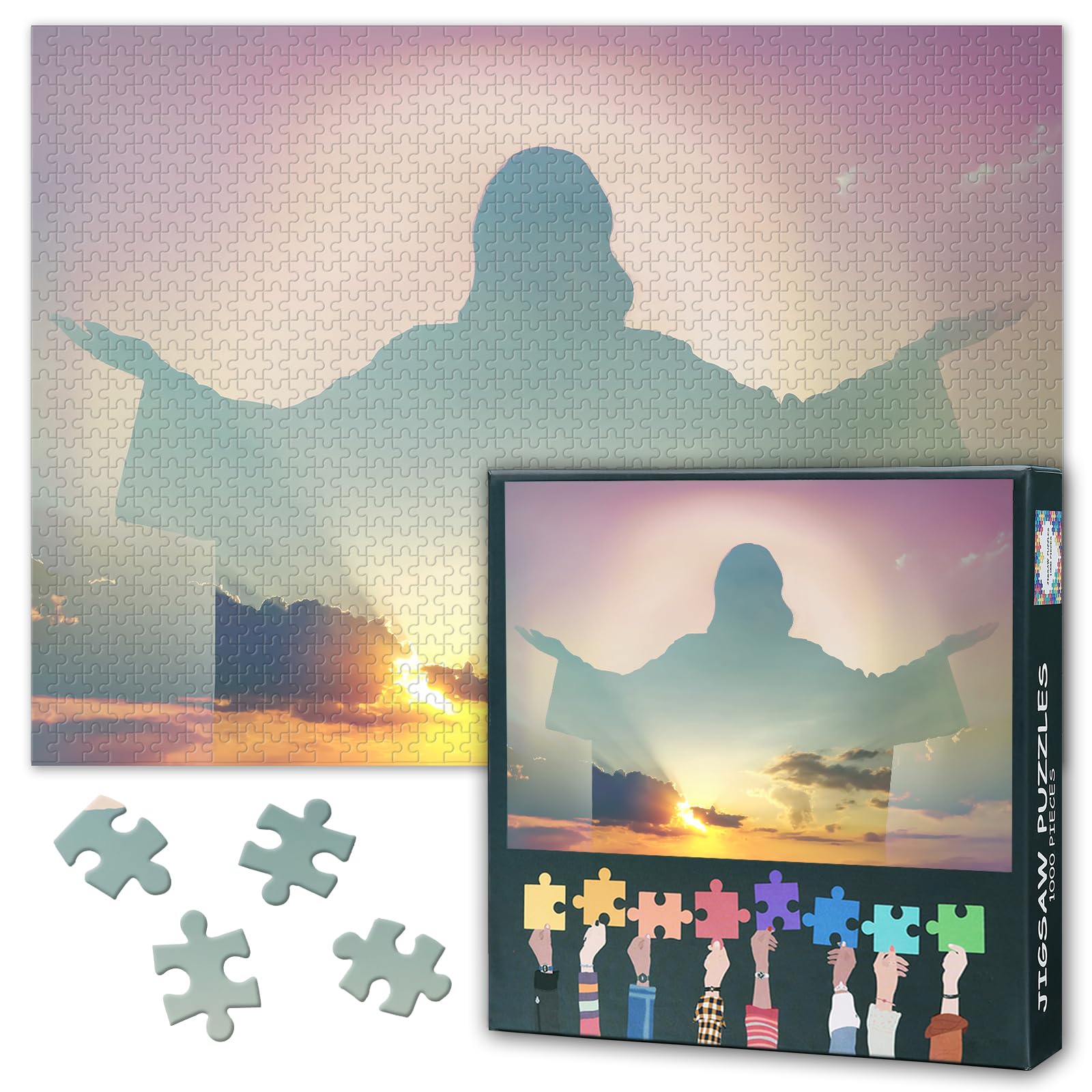 Jesus Christ Challenging 1000 Piece Jigsaw Puzzles for Adults - 27.5x19.7 Inch Difficult Puzzle Christian Religion Art, Family Educational Games & Home Decor Gift — image 1