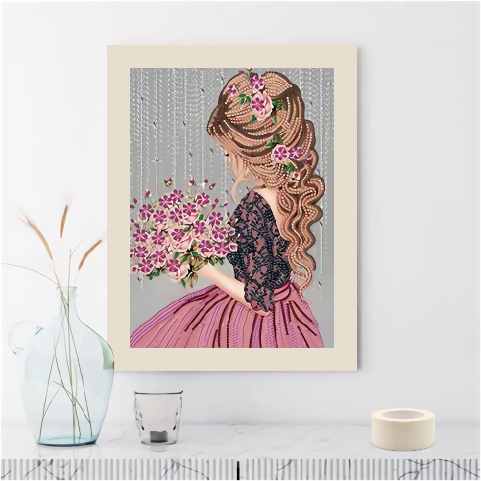 Cinta adhesiva ancha, cinta adhesiva de pintor beige y blanco, cinta adhesiva de uso general para pintura de pared del hogar, construcción, papelería escolar, etiquetado, acabado de bordes, 5
