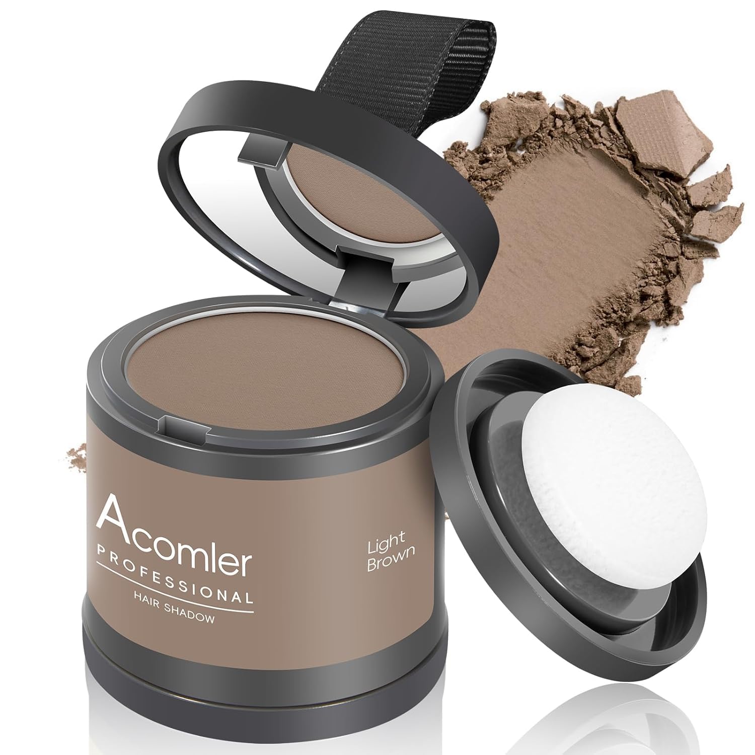 Acomler Instantly Root Cover Up Hairline Powder, 0.35 Ounce Root Touch Up Hair Color, Gray Hair Cover Up Hair Fibers, Hair Powder for Women Men with Eyebrows, Beard Line, Bald Spots (Light Brown)