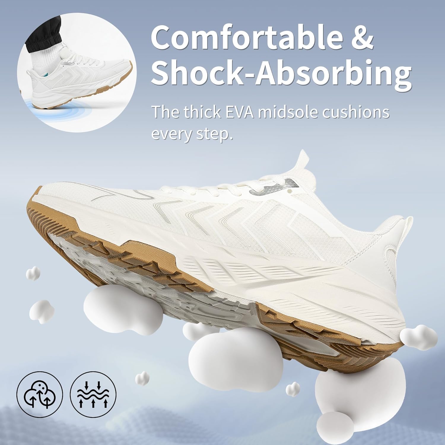 HARENCE Mens Sneakers Walking Shoes: Comfortable Breathable Cushioning Non Slip Casual Athletic Tennis Shoes for Gym Workout