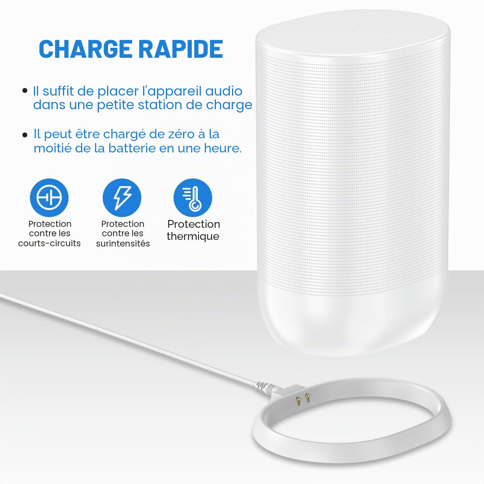 Base de charge pour Sonos Move 2ème et 1ère génération avec adaptateur 45 W (blanc)