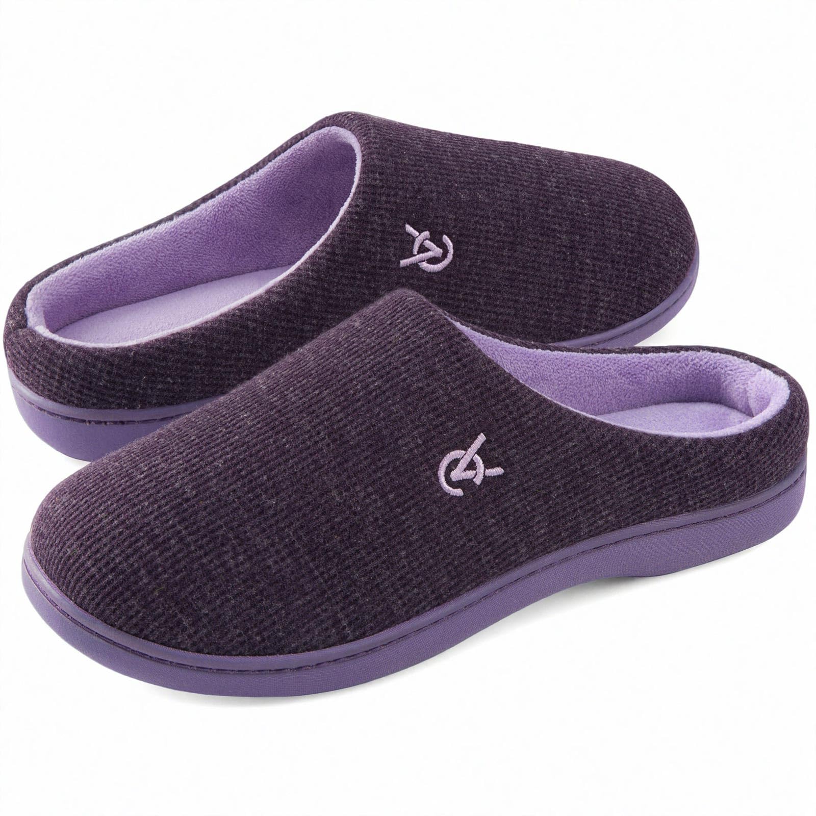 Women's Two-Tone Slippers Soft Comfy Knit Memory Foam Non-slip Indoor House Shoes