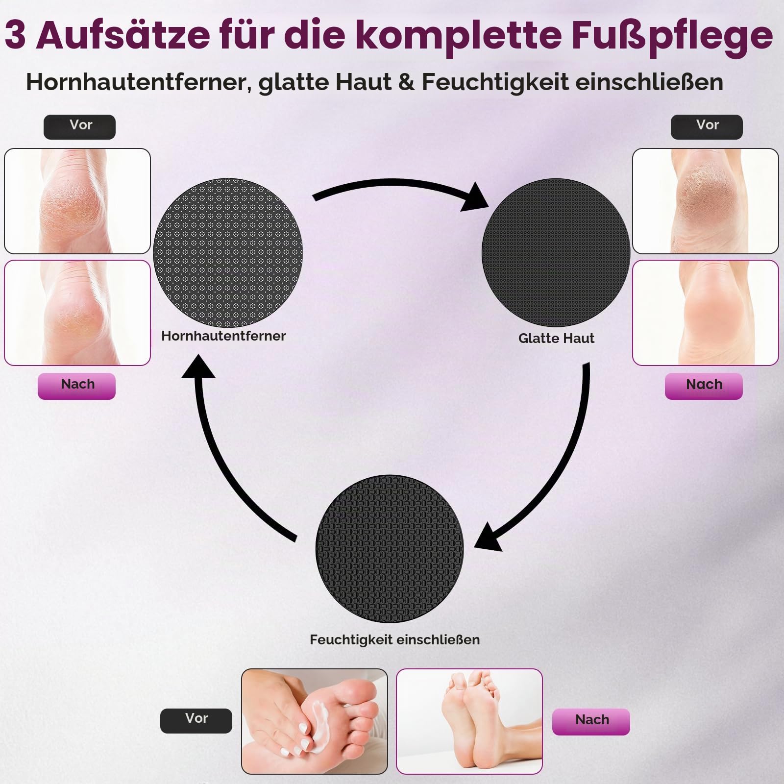 Elektrischer Hornhautentferner, Öl auftragen, Fußspa, elektrische Fußfeile, wiederverwendbarer Nano-Glaskopf, ergonomischer Hornhautentferner für Füße, wiederaufladbare Pediküre-Werkzeuge für Füße