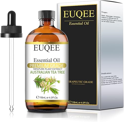 Aceite esencial de árbol de té australiano (4 oz4.0 fl oz) Aceite esencial de árbol de té australiano de grado premium, perfecto para difusores,