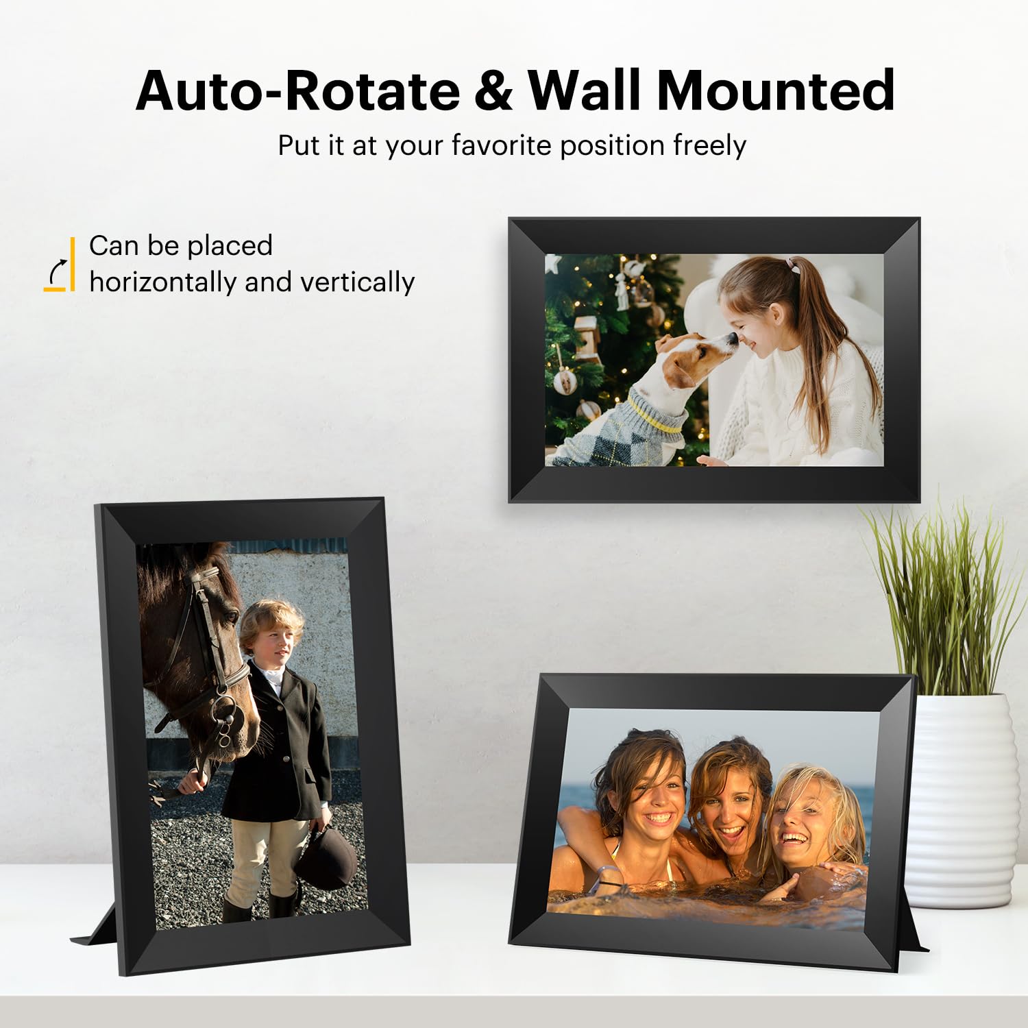 Kodak Digitaler Bilderrahmen WLAN 10.1 Zoll, HD IPS-Touchscreen Elektronischer Bilderrahmen mit 32 GB Speicher, Automatische Bilderdrehung, Teilen von Fotos oder Videos überall über App, Schwarz