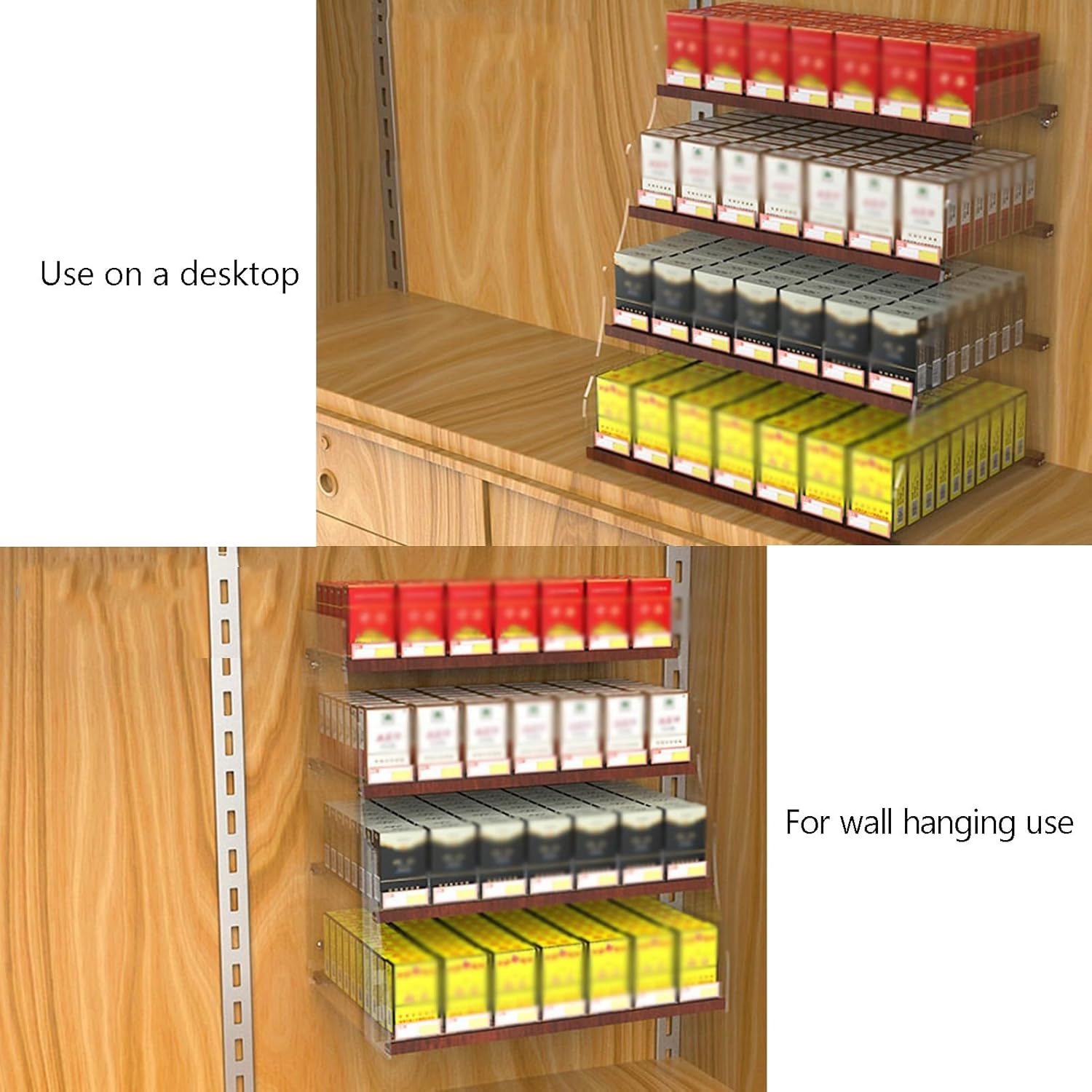 Cigarettes Display Rack, Matchbook Display Case, Acrylic Trapezoidal Countertop Or Wall Mounted Cigarette Display Box for Retail Store Supermarket Cabinet(74.5x29x22.5cm)