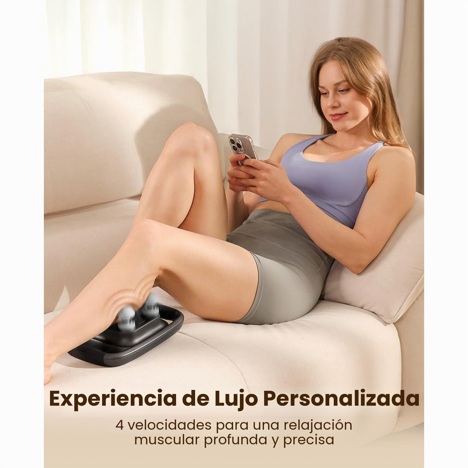 BOB AND BRAD TheraPanel Pistola de Masaje Muscular 4 Cabezales | Masajeador de Percusión de Tejido Profundo con Placa Miofascial, 4X Eficacia, Espalda y Piernas, Carga USB-C