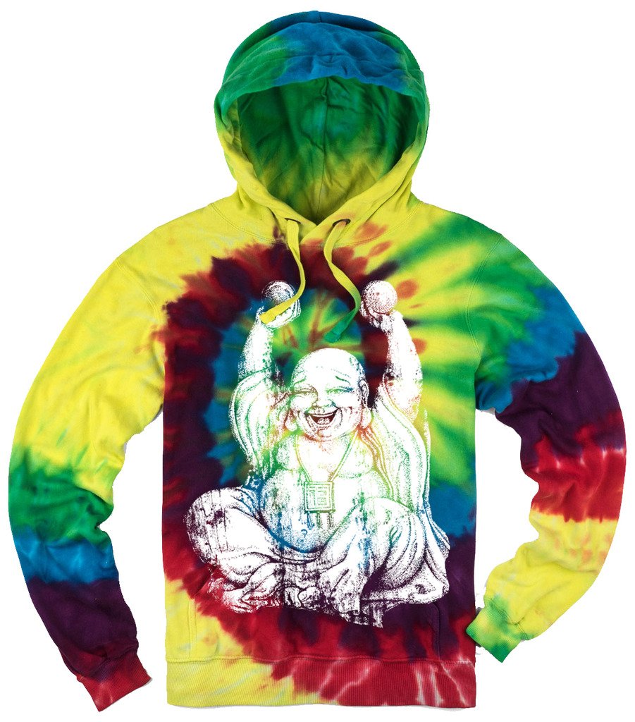 Yoga Clothing For You Mens Tie Dye Laughing Buddha Hoodie