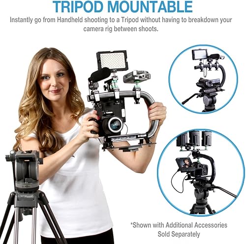 Miniatura 2 de Cam Caddie Scorpion EX - Kit de mango estabilizador para cámara de video con soporte compatible con teléfono inteligente incluido y GoPro, paquete