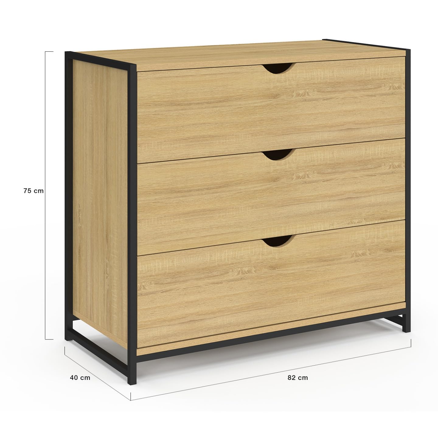 IDMarket - Commode 3 tiroirs Detroit 80 cm Design Industriel