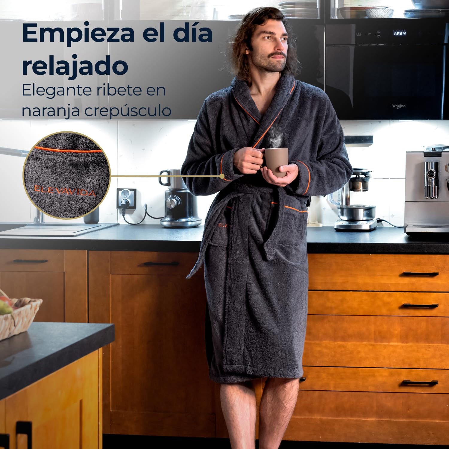 Albornoz de Baño para hombre de Algodón 430 gsm - S/M/L/XL/XXL - Alta Absorción y Certificado OEKO TEX