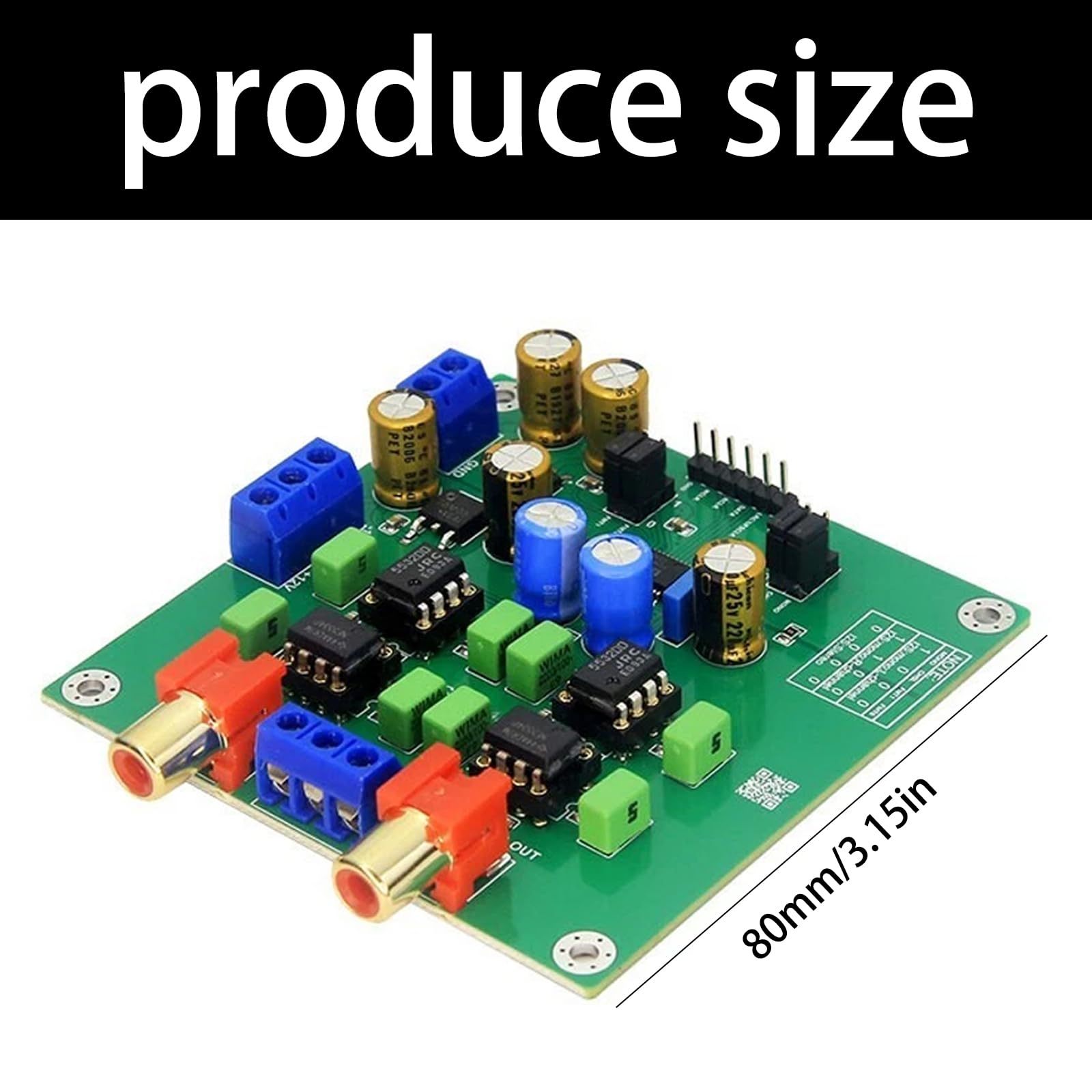 Stereo Audiomodulplatine, I2S Fünfdrahtverbindung, PCM 24 Bit 192 kHz, 102 SNR, 0, 0008% THD+N, +5 V und ±12 V Leistungsanforderungen für den Installationsausgang Separater Stromkreis für die der
