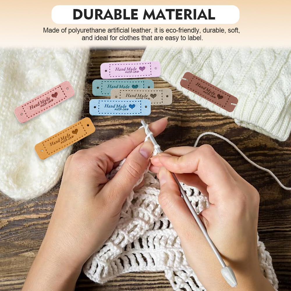 YICH Lederetiketten 60 Stück - Handmade Labels Zum Annähen In 10 Farben