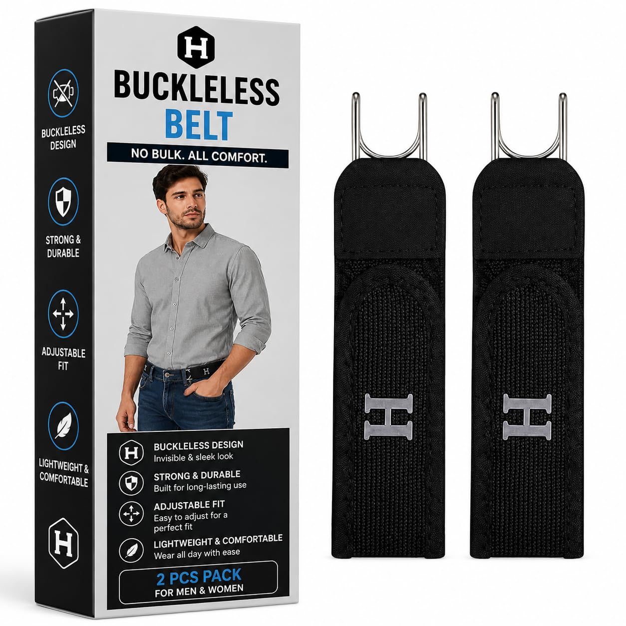 Buckleless Belt Hook Tactical Metal Hook Elastic Belt Unisex Buckle-Less Invisible Waist Belts for Work & Edc (1 PAIR)-picture-19
