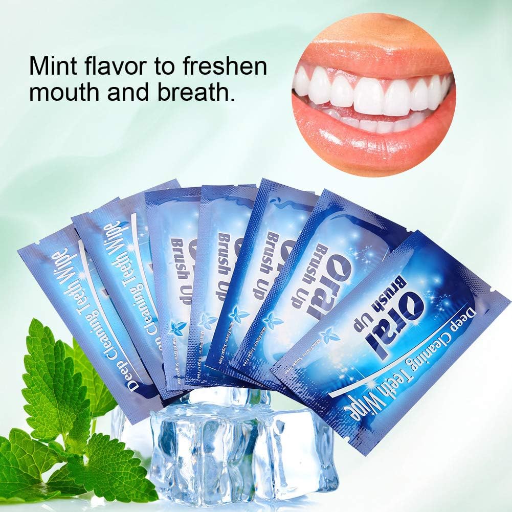 50Pcs Finger Teeth Wipes, Floss Wipe Cloth Tooth Cleaning Tool for Oral Deep Cleaning Teeth Whitener Strips Finger Toothbrush Oral Finger Wipes Removing Teeth