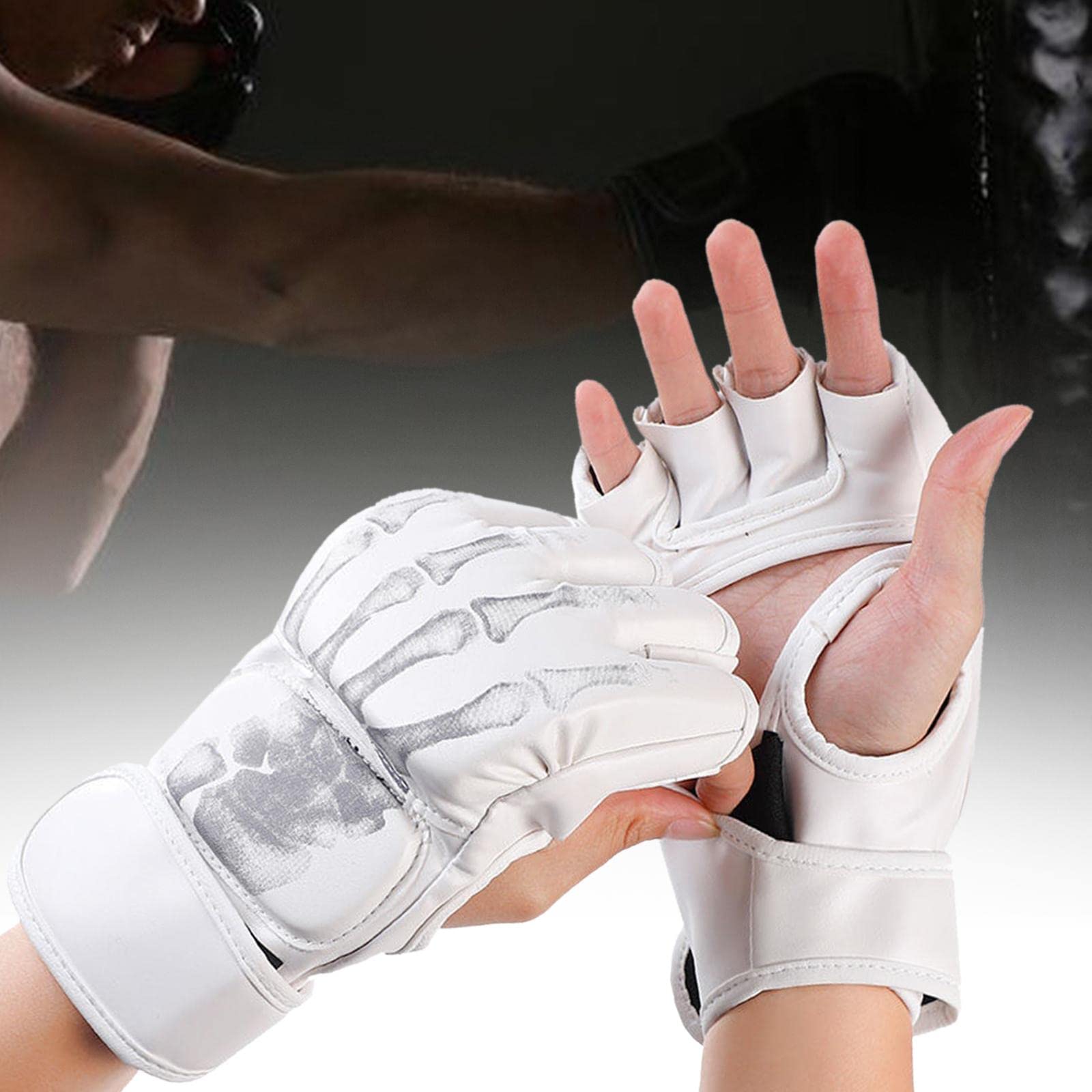Boxhandschuhe Trainingshandschuhe Kampfsporthandschuhe Schutzhandschuhe mit Halbfinger Design Aus Pu Und Polsterung für Sparring Und Fitness.,