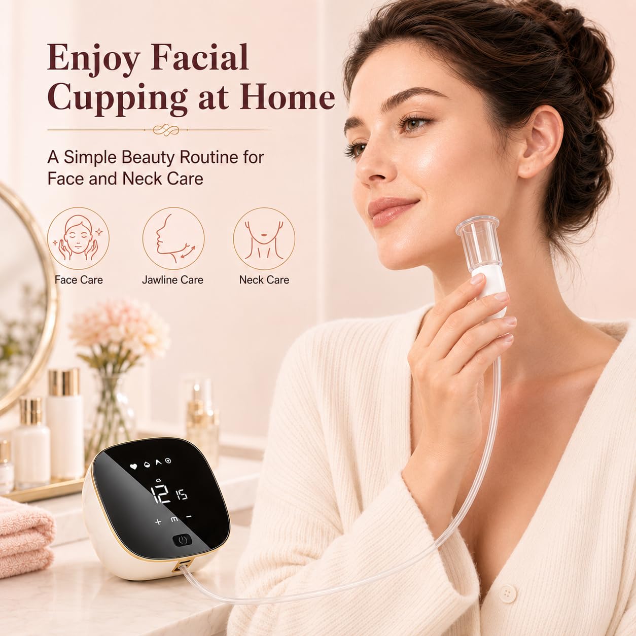 Juego de ventosas faciales eléctricas, herramienta de masaje Gua Sha 3 en 1, 6 vasos de vidrio