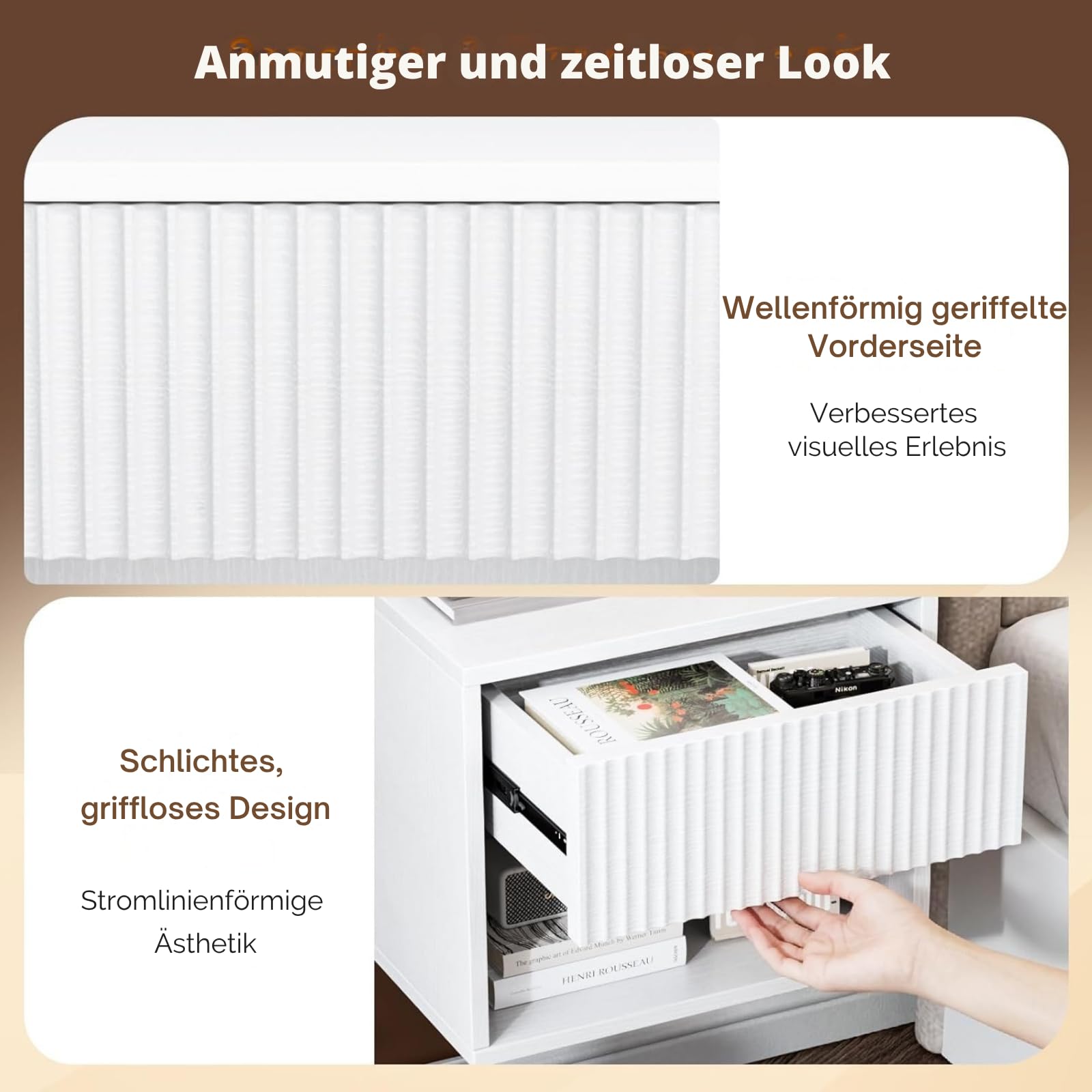 LEADZM Nachttisch Hängend 2er Set, Nachtschrank 40x30x33cm Weiß | Wandregal mit 1 Schublade 1 offenem Fach Wandmontage für Schlafzimmer,Wohnzimmer