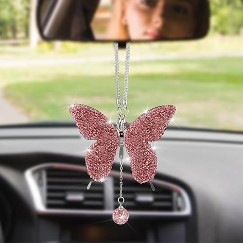 cobee Accesorios de mariposa para automóvil, adornos para espejo interior del automóvil, accesorios para espejo retrovisor de automóvil, adorno