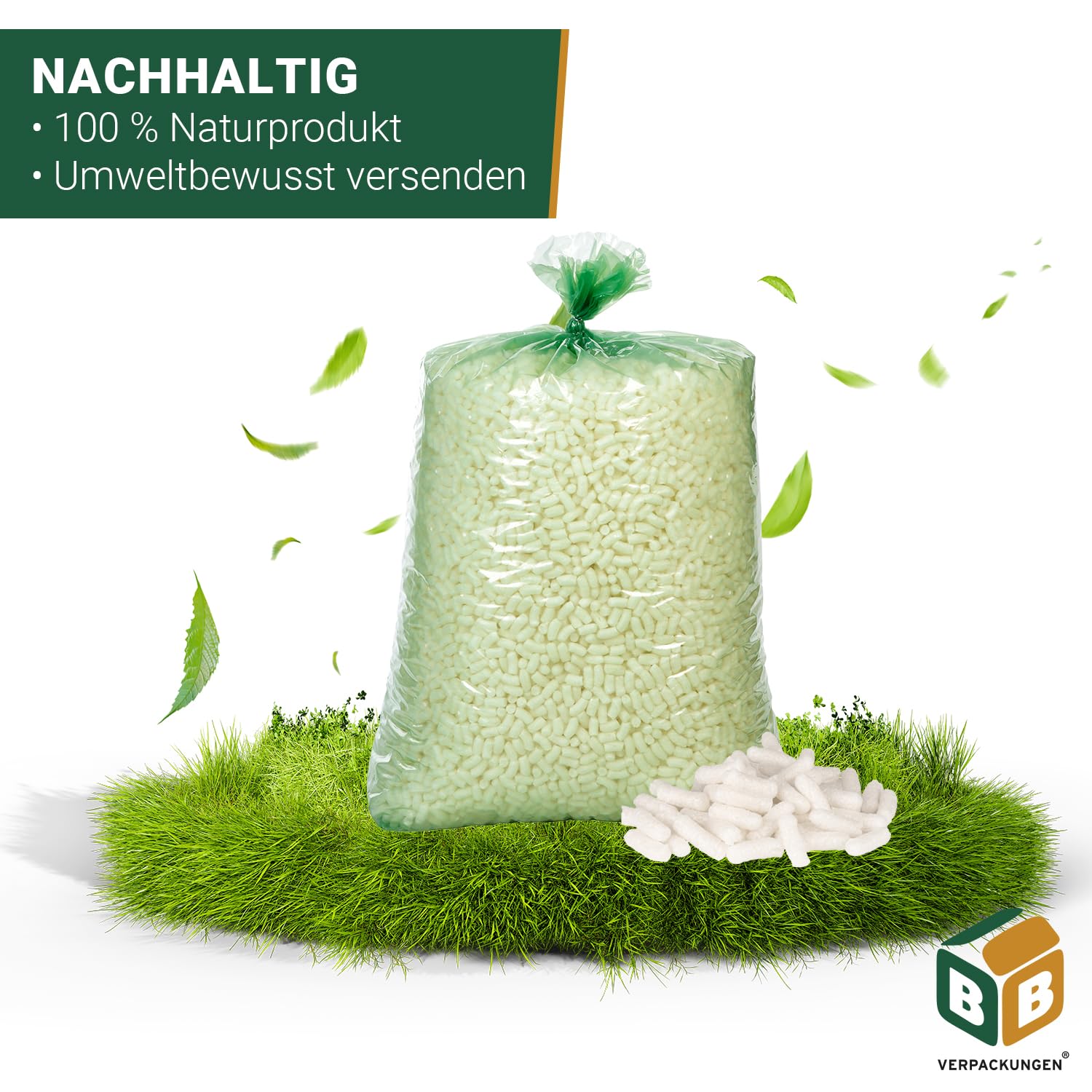 BB-Verpackungen 1x 300 Liter BIO-Verpackungschips SMALL (1 Beutel) | antistatisches Füllmaterial, leichte Polsterchips und 100% biologisch abbaubar
