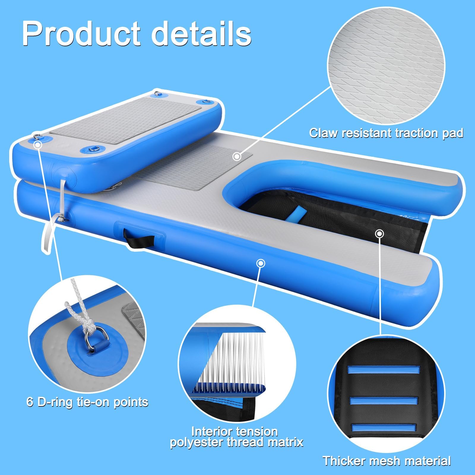 Rampa flotante inflable para perros, plataforma flotante resistente a pinchazos, fácil acceso al agua para piscinas, lagos y playas