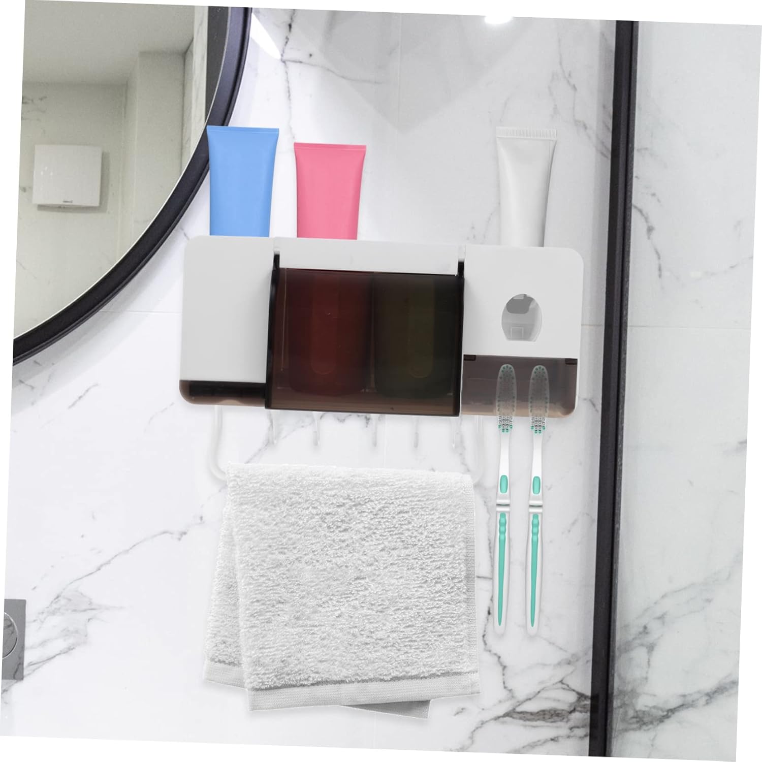 LIFKOME Wall-Mounted Toothbrush Holder Plastic Shower Toothbrush Rack Bathroom Organizer Shelf