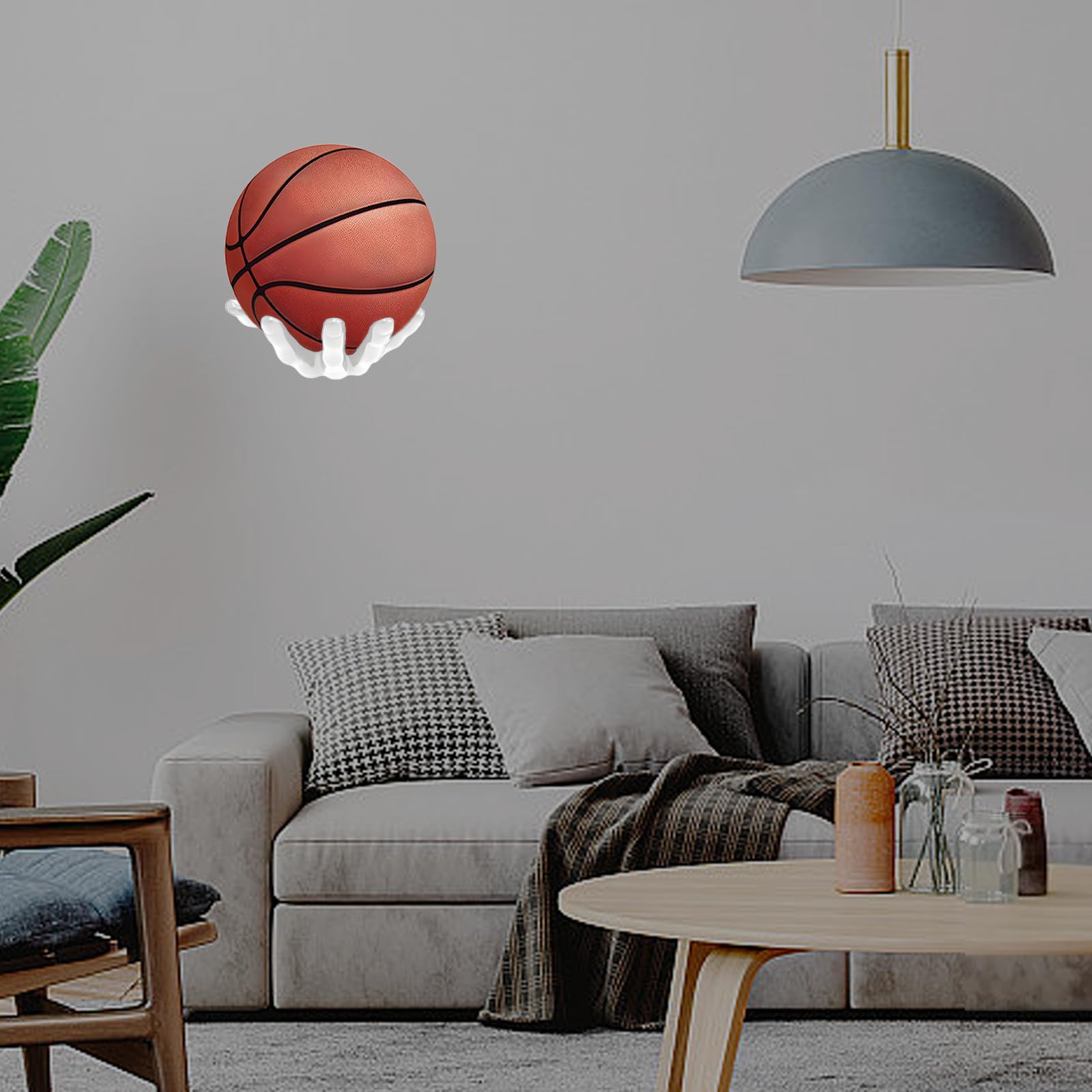 Soporte de Pared para Pelotas Deportivas, 22x17 cm, Guarda Baloncesto, Fútbol, Tenis, Voleibol, Blanco