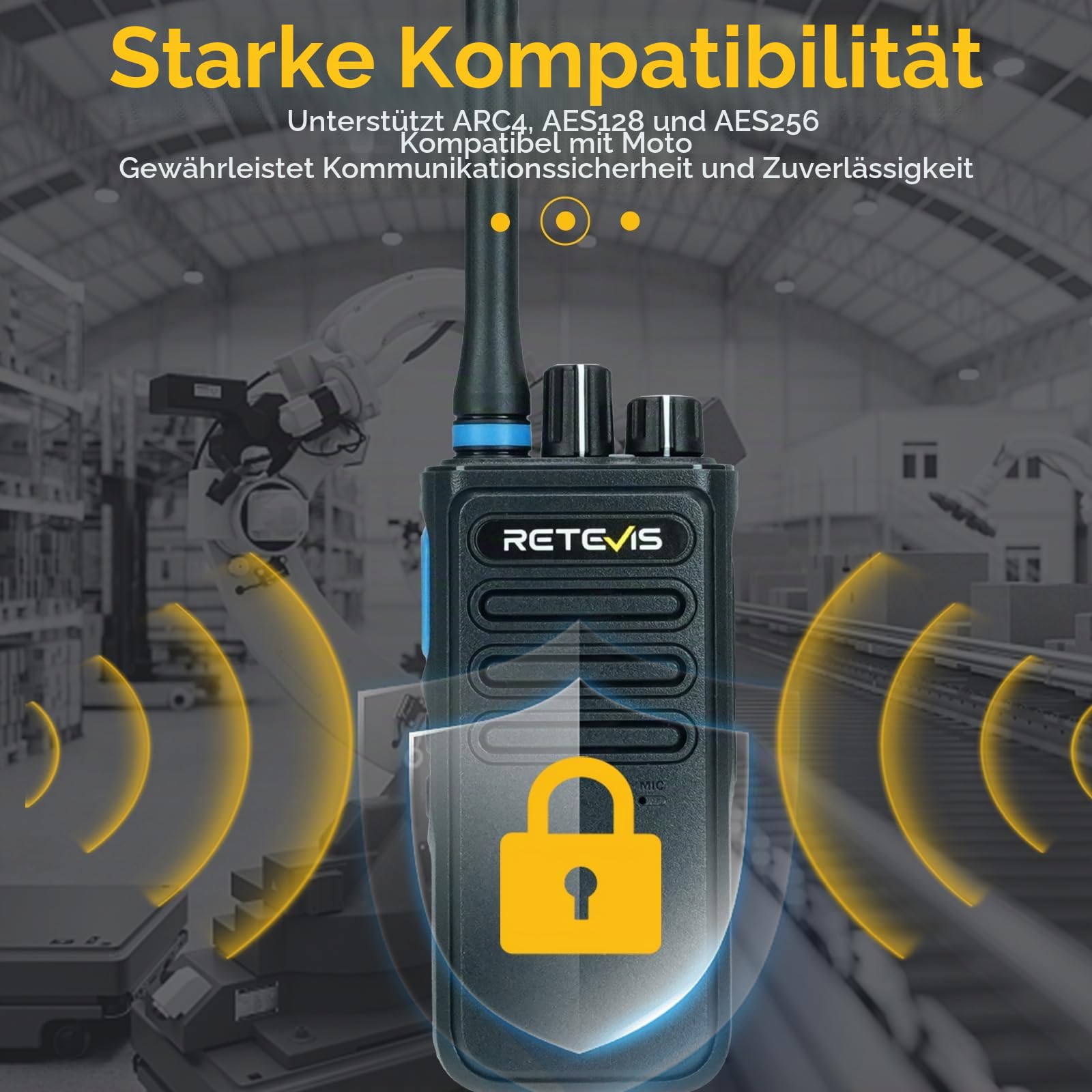 Retevis P1 DMR Profi Funkgerät, Digital Walkie Talkie Große Reichweite | Profi Digitalfunkgerät mit Relais & Aufnahme, Kompatibel mit MOTOTRBO AES-Verschlüsselung, für Herstellung, Schwarz, 2 Stück