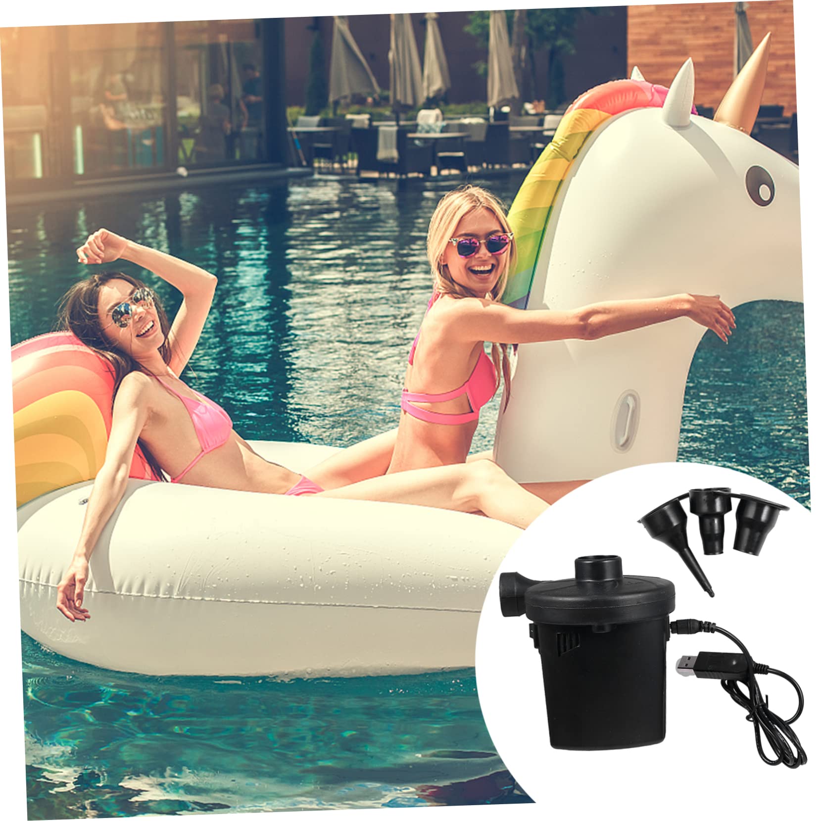 Cabilock Rechargeable USB Air Pump Inflatable Pump for Quick Inflation Deflation of Air Mattresses Pools Beach Toys Compact Design for Outdoor Use